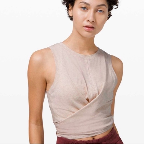 Lululemon Athletica Time to Restore Wrap Cream Yoga Tank Top Cropped - Picture 1 of 7